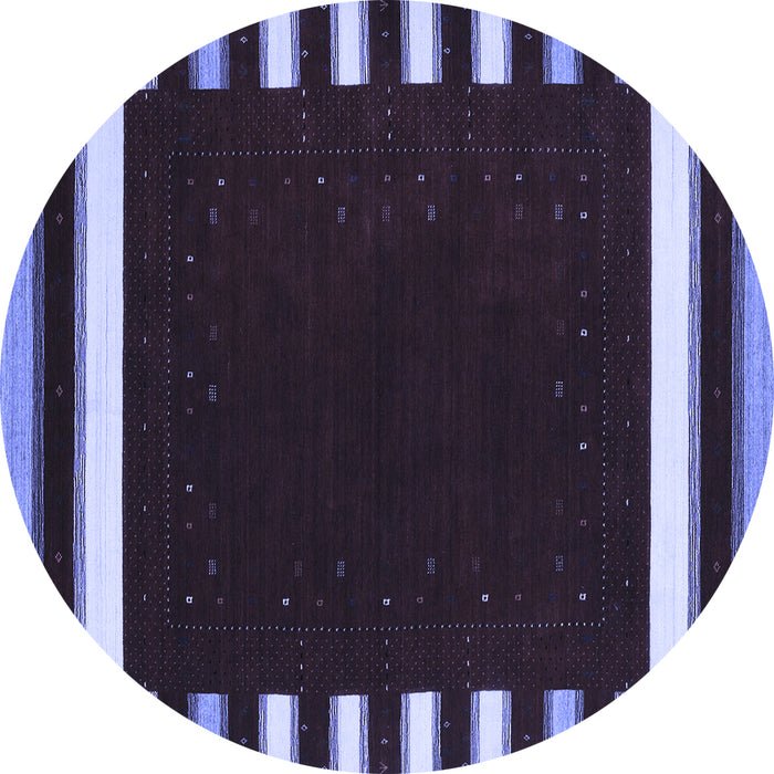Round Abstract Blue Contemporary Rug, con2313blu