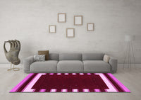 Machine Washable Abstract Pink Contemporary Rug, wshcon2313pnk