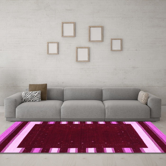 Machine Washable Abstract Pink Contemporary Rug in a Living Room, wshcon2313pnk