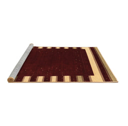 Sideview of Machine Washable Abstract Brown Contemporary Rug, wshcon2313brn