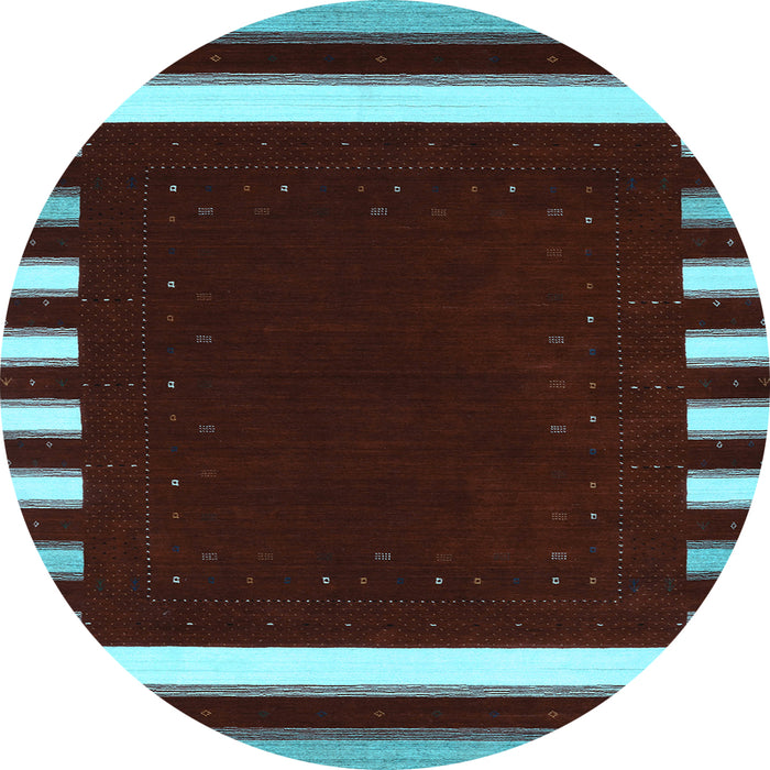 Round Abstract Light Blue Contemporary Rug, con2313lblu
