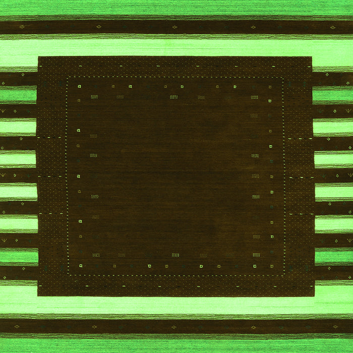 Serging Thickness of Abstract Green Contemporary Rug, con2313grn