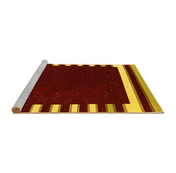 Sideview of Machine Washable Abstract Yellow Contemporary Rug, wshcon2313yw