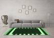 Machine Washable Abstract Emerald Green Contemporary Area Rugs in a Living Room,, wshcon2313emgrn