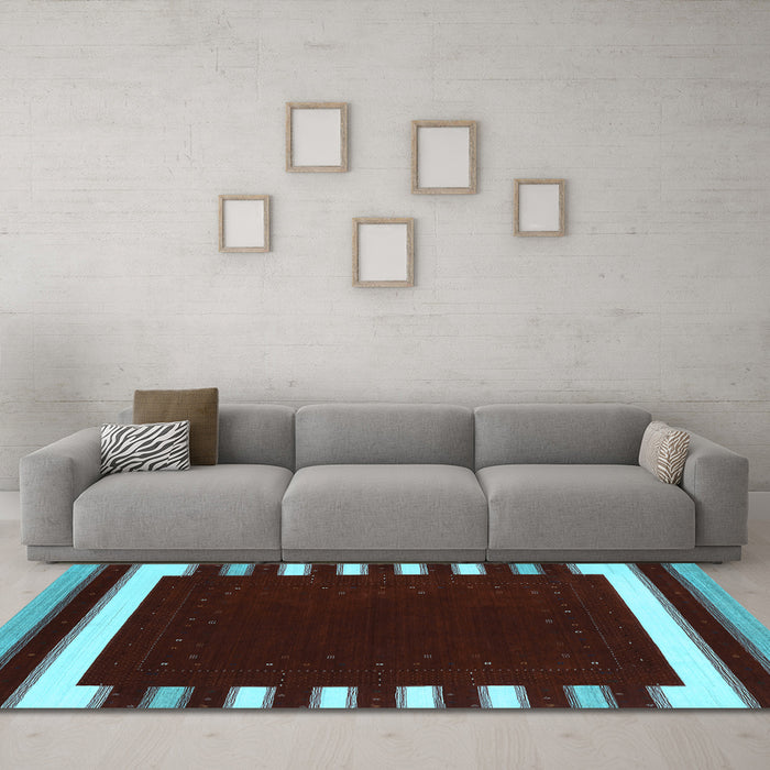 Machine Washable Abstract Light Blue Contemporary Rug in a Living Room, wshcon2313lblu