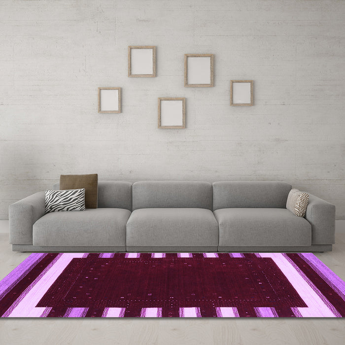 Machine Washable Abstract Purple Contemporary Area Rugs in a Living Room, wshcon2313pur