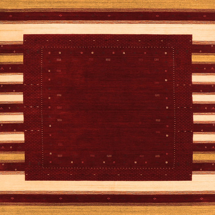 Round Machine Washable Abstract Orange Contemporary Area Rugs, wshcon2313org