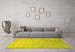 Machine Washable Abstract Yellow Contemporary Rug in a Living Room, wshcon2314yw