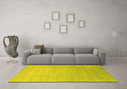 Machine Washable Abstract Yellow Contemporary Rug in a Living Room, wshcon2314yw