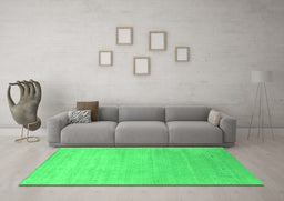 Machine Washable Abstract Green Contemporary Area Rugs in a Living Room,, wshcon2314grn