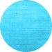 Round Abstract Light Blue Contemporary Rug, con2314lblu