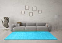 Machine Washable Abstract Light Blue Contemporary Rug, wshcon2314lblu