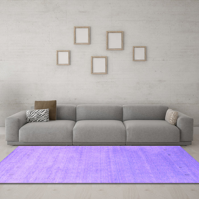 Machine Washable Abstract Purple Contemporary Area Rugs in a Living Room, wshcon2314pur