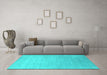 Machine Washable Abstract Turquoise Contemporary Area Rugs in a Living Room,, wshcon2314turq