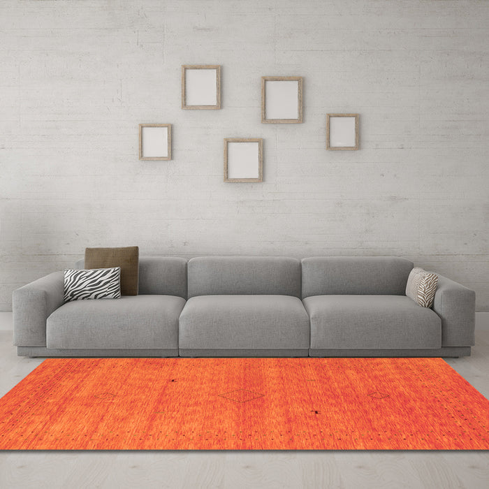 Machine Washable Abstract Orange Contemporary Area Rugs in a Living Room, wshcon2315org