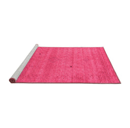 Sideview of Machine Washable Abstract Pink Contemporary Rug, wshcon2315pnk