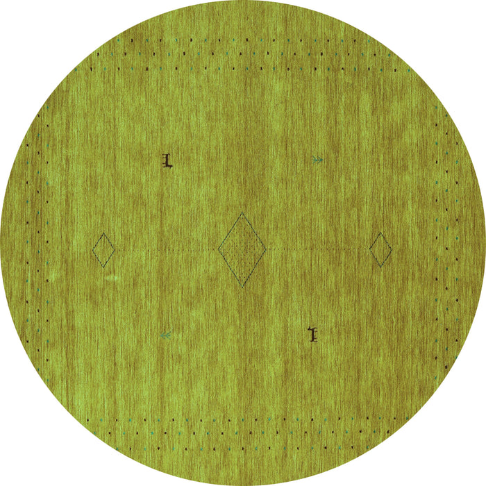 Round Abstract Turquoise Contemporary Rug, con2315turq