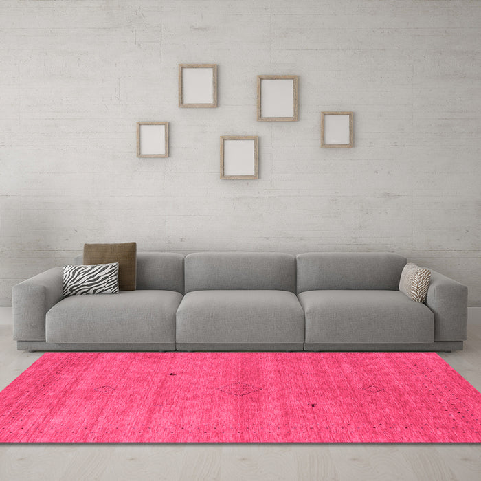 Machine Washable Abstract Pink Contemporary Rug in a Living Room, wshcon2315pnk