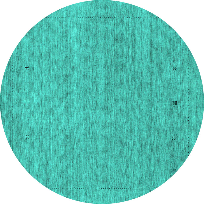Round Abstract Turquoise Contemporary Rug, con2316turq