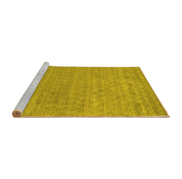 Sideview of Machine Washable Abstract Yellow Contemporary Rug, wshcon2316yw