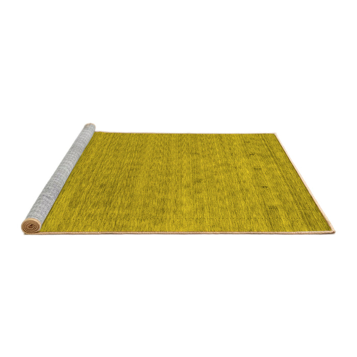 Sideview of Machine Washable Abstract Yellow Contemporary Rug, wshcon2316yw