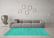 Machine Washable Abstract Turquoise Contemporary Area Rugs in a Living Room,, wshcon2316turq