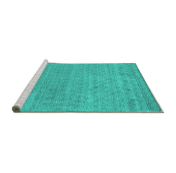 Sideview of Machine Washable Abstract Turquoise Contemporary Area Rugs, wshcon2316turq