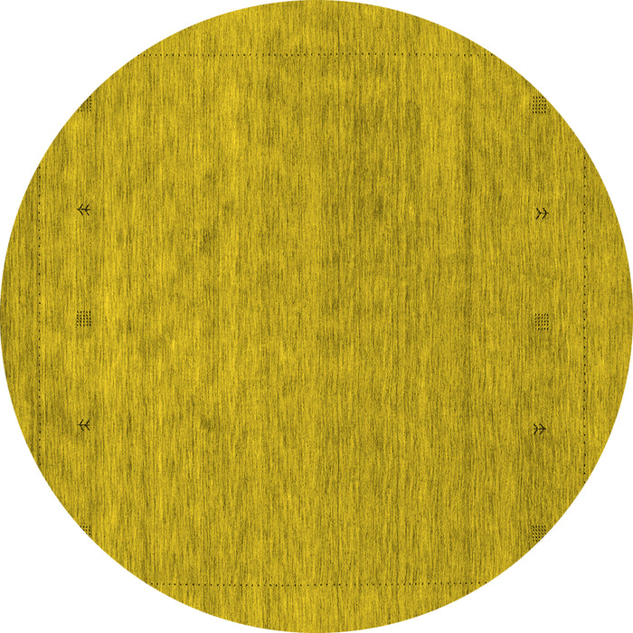 Round Abstract Yellow Contemporary Rug, con2316yw