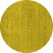 Round Machine Washable Abstract Yellow Contemporary Rug, wshcon2316yw