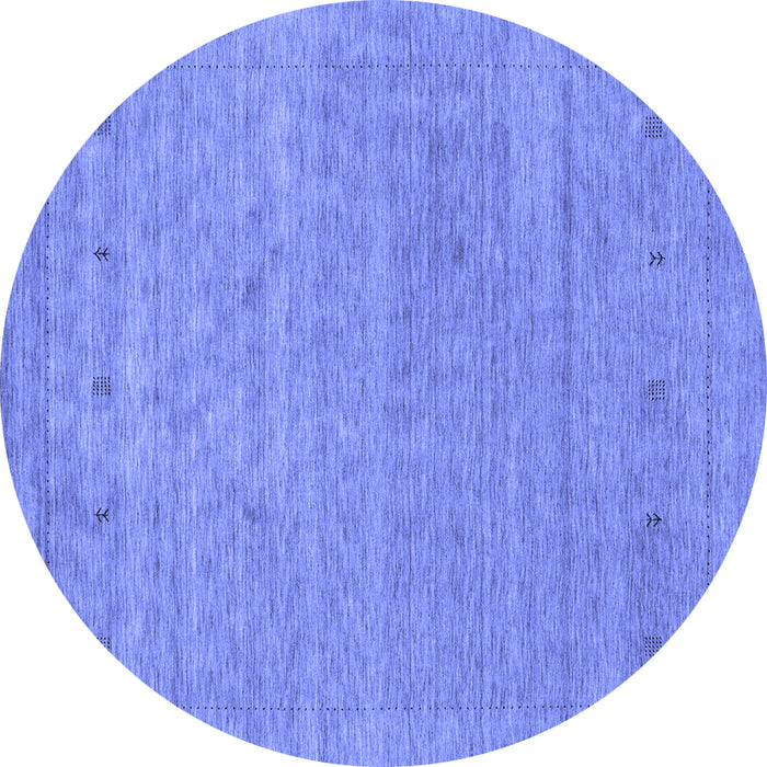 Round Abstract Blue Contemporary Rug, con2316blu