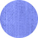 Round Abstract Blue Contemporary Rug, con2316blu