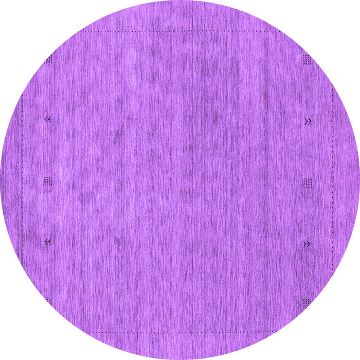 Round Machine Washable Abstract Purple Contemporary Area Rugs, wshcon2316pur