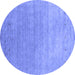 Round Abstract Blue Contemporary Rug, con2317blu