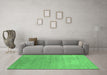 Machine Washable Abstract Emerald Green Contemporary Area Rugs in a Living Room,, wshcon2317emgrn