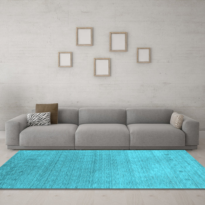 Machine Washable Abstract Light Blue Contemporary Rug in a Living Room, wshcon2317lblu