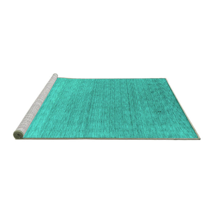 Sideview of Machine Washable Abstract Turquoise Contemporary Area Rugs, wshcon2317turq