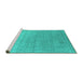 Sideview of Machine Washable Abstract Turquoise Contemporary Area Rugs, wshcon2317turq