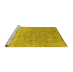 Sideview of Machine Washable Abstract Yellow Contemporary Rug, wshcon2317yw