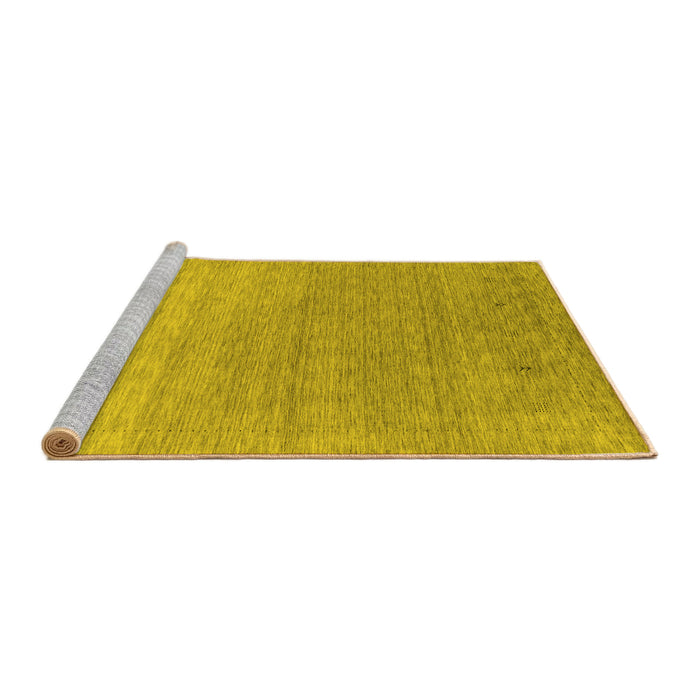 Sideview of Machine Washable Abstract Yellow Contemporary Rug, wshcon2317yw