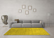 Machine Washable Abstract Yellow Contemporary Rug in a Living Room, wshcon2317yw