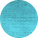 Round Abstract Light Blue Contemporary Rug, con2317lblu