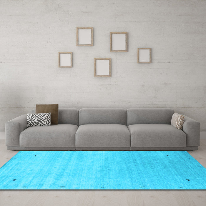 Machine Washable Abstract Light Blue Contemporary Rug in a Living Room, wshcon2318lblu