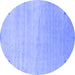 Round Abstract Blue Contemporary Rug, con2318blu