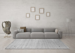 Machine Washable Abstract Gray Contemporary Rug in a Living Room,, wshcon2318gry