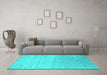 Machine Washable Abstract Turquoise Contemporary Area Rugs in a Living Room,, wshcon2318turq