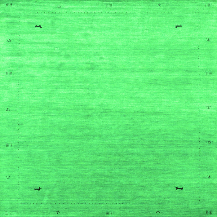Serging Thickness of Abstract Green Contemporary Rug, con2318grn