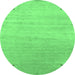 Round Abstract Emerald Green Contemporary Rug, con2318emgrn