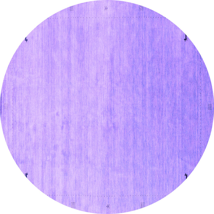 Round Machine Washable Abstract Purple Contemporary Area Rugs, wshcon2318pur