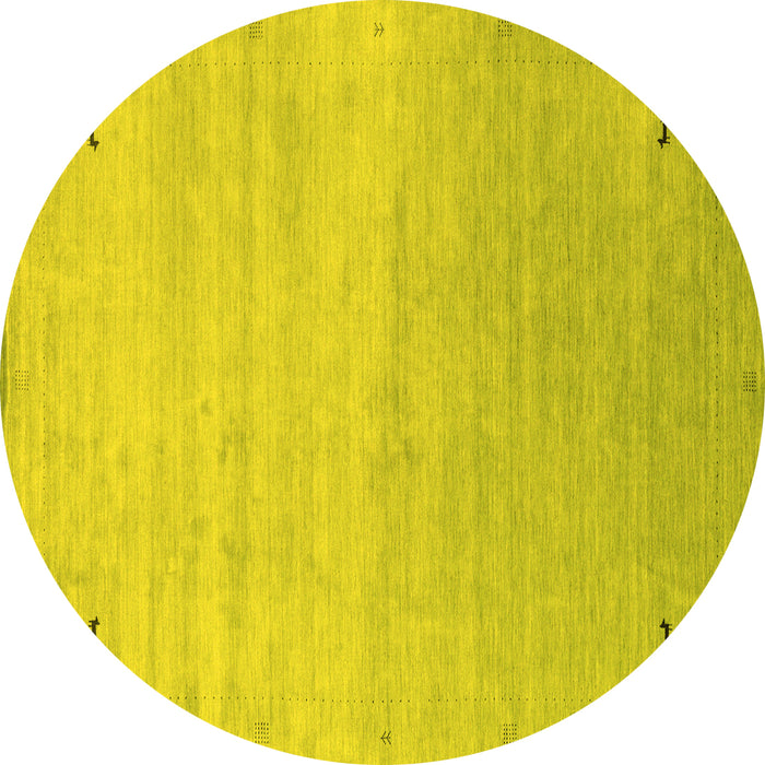 Round Abstract Yellow Contemporary Rug, con2318yw