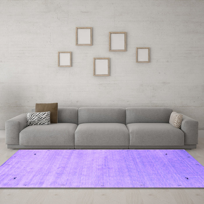 Machine Washable Abstract Purple Contemporary Area Rugs in a Living Room, wshcon2318pur